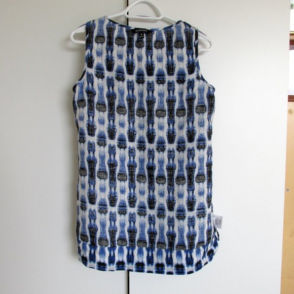 Ellen Tracy Blue & White Linen Zipper Tank Top - Picture 6 of 8